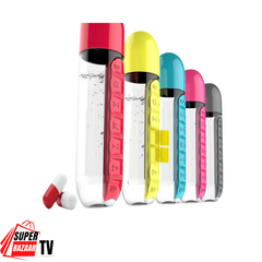 Flaša za vodu, organizer za lekove i vitamine 3u1